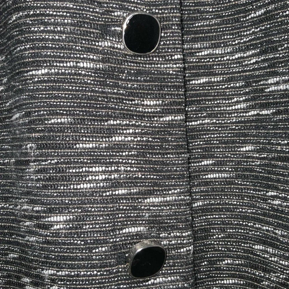 JM Collection Black & White Textured Button Front Blazer Business Classic 16P